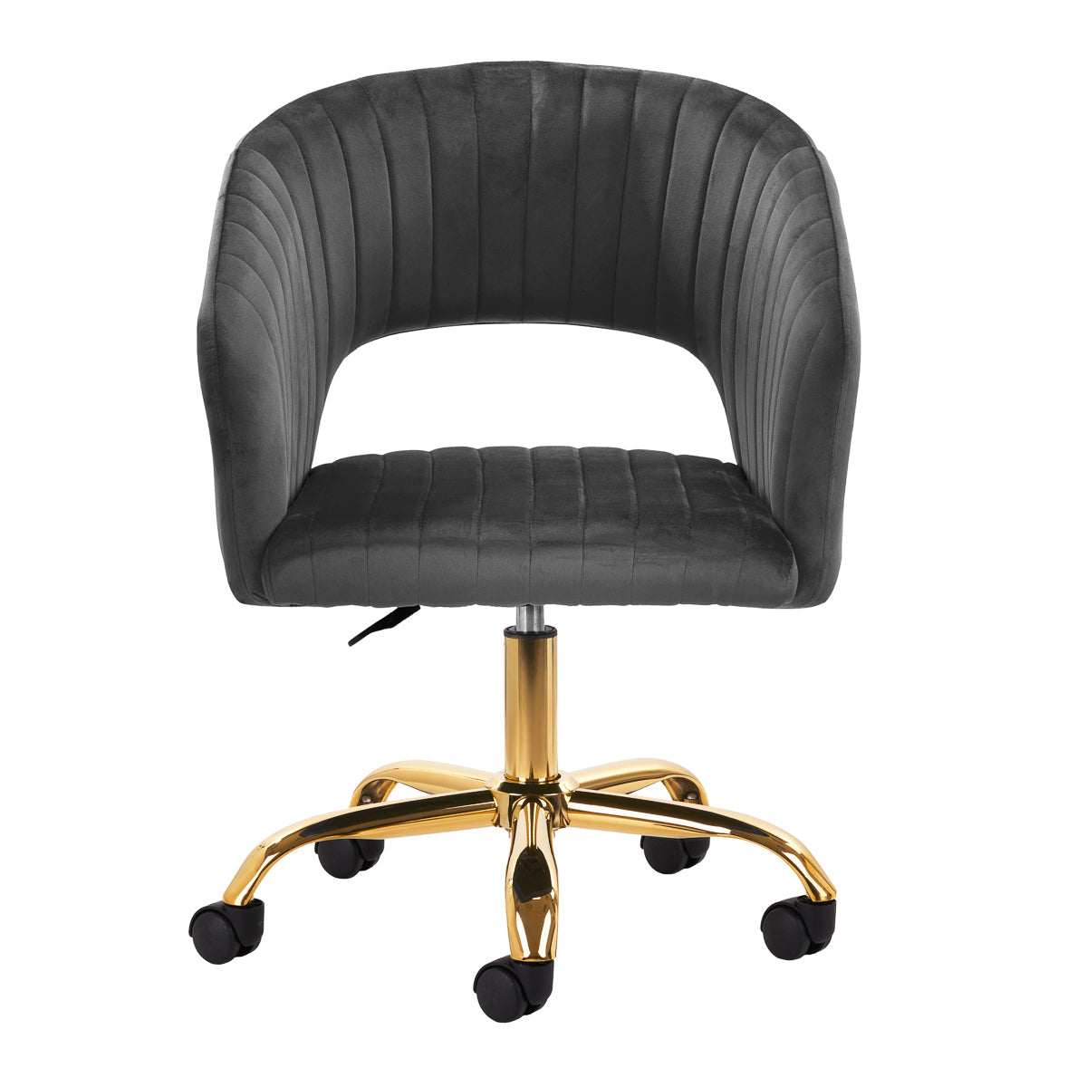 Gray 4Rico swivel office chair with adjustable height and armrests, featuring a modern ergonomic design.