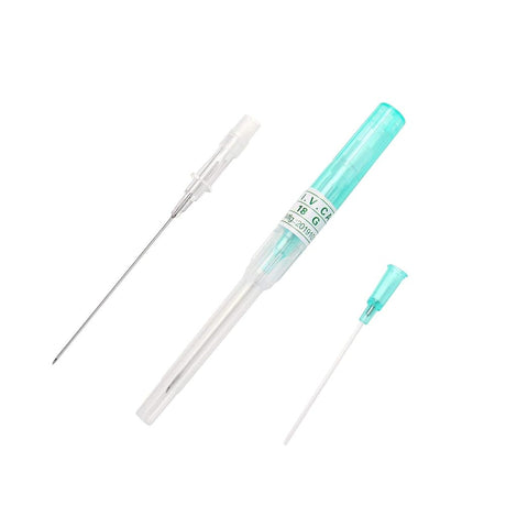 Sterilized I.V. catheter piercing needle by BVShop, single sterile medical needle for catheters, shown in packaging.