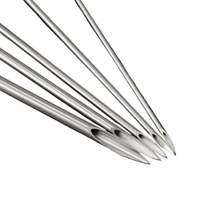 Set of five piercing needles from BVShop, slim sterile needles for body jewelry piercing procedures.