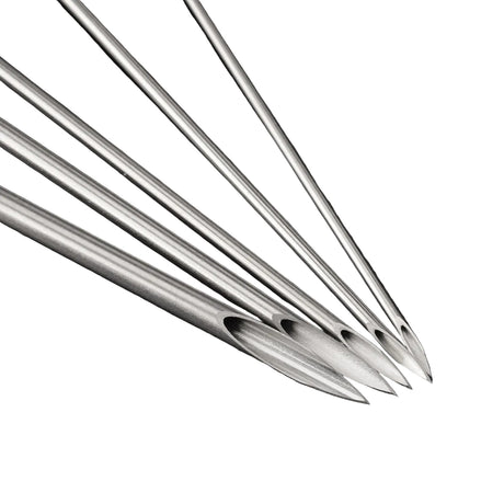 Set of five piercing needles from BVShop, slim sterile needles for body jewelry piercing procedures.