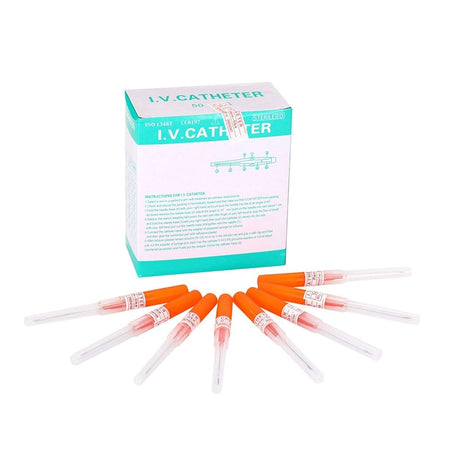 Sterilized BVShop I.V. catheter piercing needle for feline use, displayed in clear packaging on a white background.