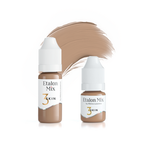 Etalon Mix camouflage skin 3 pigment in 5ml or 10ml bottle, showing the skin tone and color consistency of the tattoo pigment.