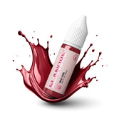 Close-up of lips with vibrant red lipstick from The Pigment x ELANORE Bad Girl Pigment 15ml, showcasing bold lip color.