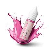 Close-up of pink lips with The Pigment x ELANORE Pinky Pigment 15ml applied, showing vibrant pink lip color on lips.