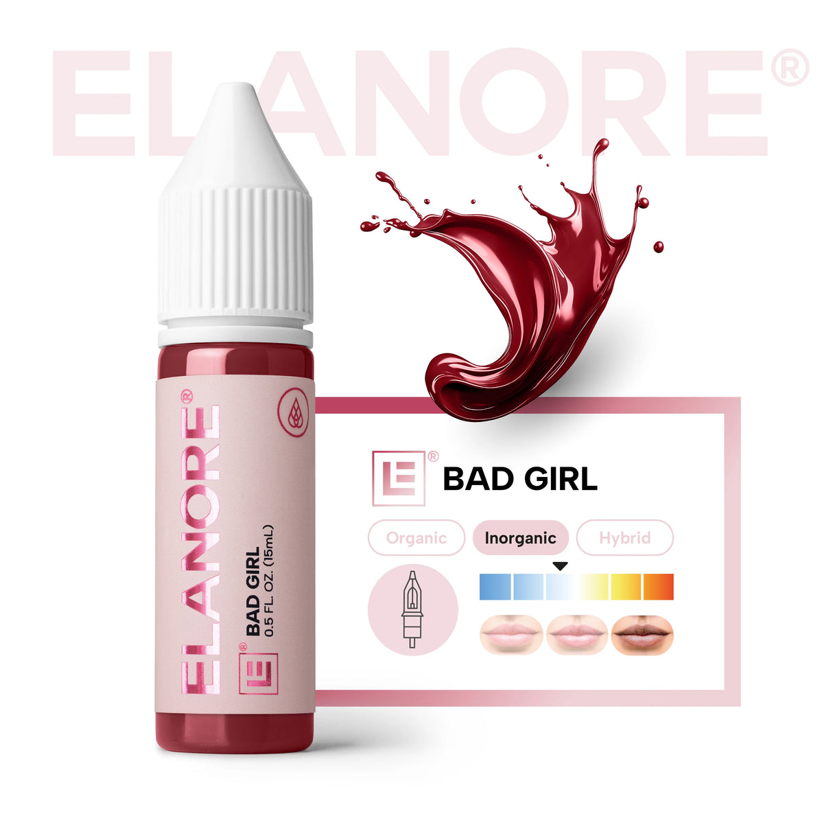 Close-up of The Pigment x ELANORE Bad Girl Pigment 15ml bottle showing the label and product details.