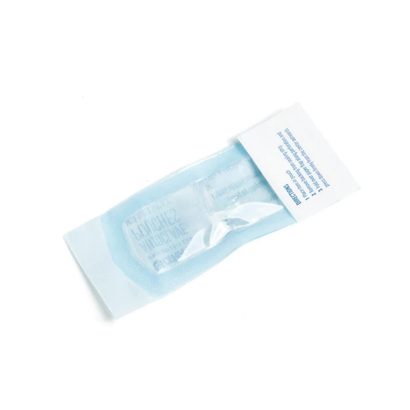 Saferly self-sealing autoclave sterilization pouches, 200-pack, 90x230mm, with clear transparent film and sealing strip.