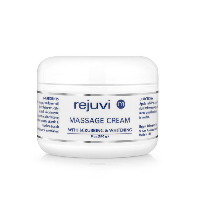 Rejuvi m Κρέμα Μασάζ Με Scrub 240g – Βάζο, μπροστινή ετικέτα