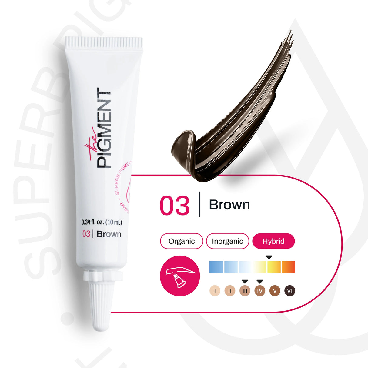 The Pigment Microblading Pigments Collection 3x10ml with brown pigment bottles, featuring The Pigment brand on the labels.