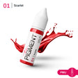 Bright red Scarlet Pigment 15ml bottle from The Pigment for permanent makeup and cosmetic tattooing applications.