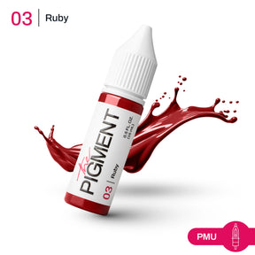 Ruby Pigment 03 from The Pigment displayed in a 15ml container, used for permanent makeup and cosmetic tattooing.
