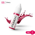 Cherry pigment color from The Pigment 05 for permanent makeup lips, shown in a 15ml container.