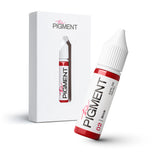The Pigment 02 Brick pigment 15ml bottle for permanent makeup, with a close-up of the product label and brick-colored pigment.