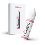 Peach pigment in a 15ml bottle from The Pigment, shown with vibrant peach-colored liquid for permanent makeup or cosmetic use.