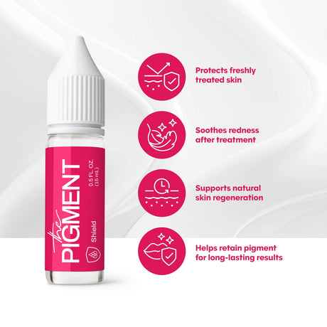 The Pigment Shield 15ml bottle from The Pigment brand, featuring a sleek design with clear labeling and a dropper cap.