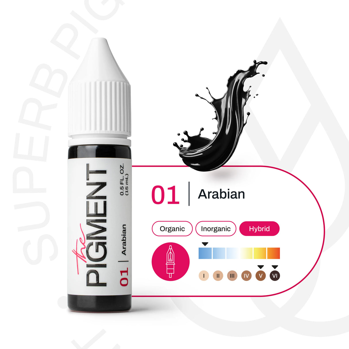 The Pigment 01 Arabian Pigment in a 15ml jar, showcasing vibrant, richly colored pigment with a black lid and label.