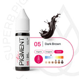 Dark brown pigment in a 15ml bottle from The Pigment, showcasing the rich, deep color and packaging.