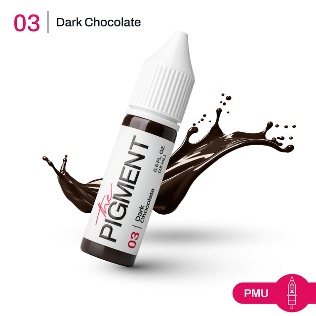 Dark chocolate pigment bottle from The Pigment with a 15ml container, showcasing rich, deep brown color for artistic use.