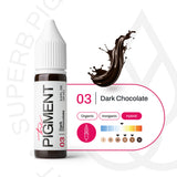 Dark chocolate pigment in a 15ml bottle from The Pigment, showcasing rich, deep brown color with a glossy finish.
