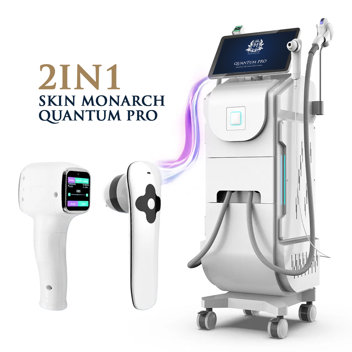 Skin Monarch Quantum Pro diode and picosecond laser device with Tituline applicator for advanced skin treatment.
