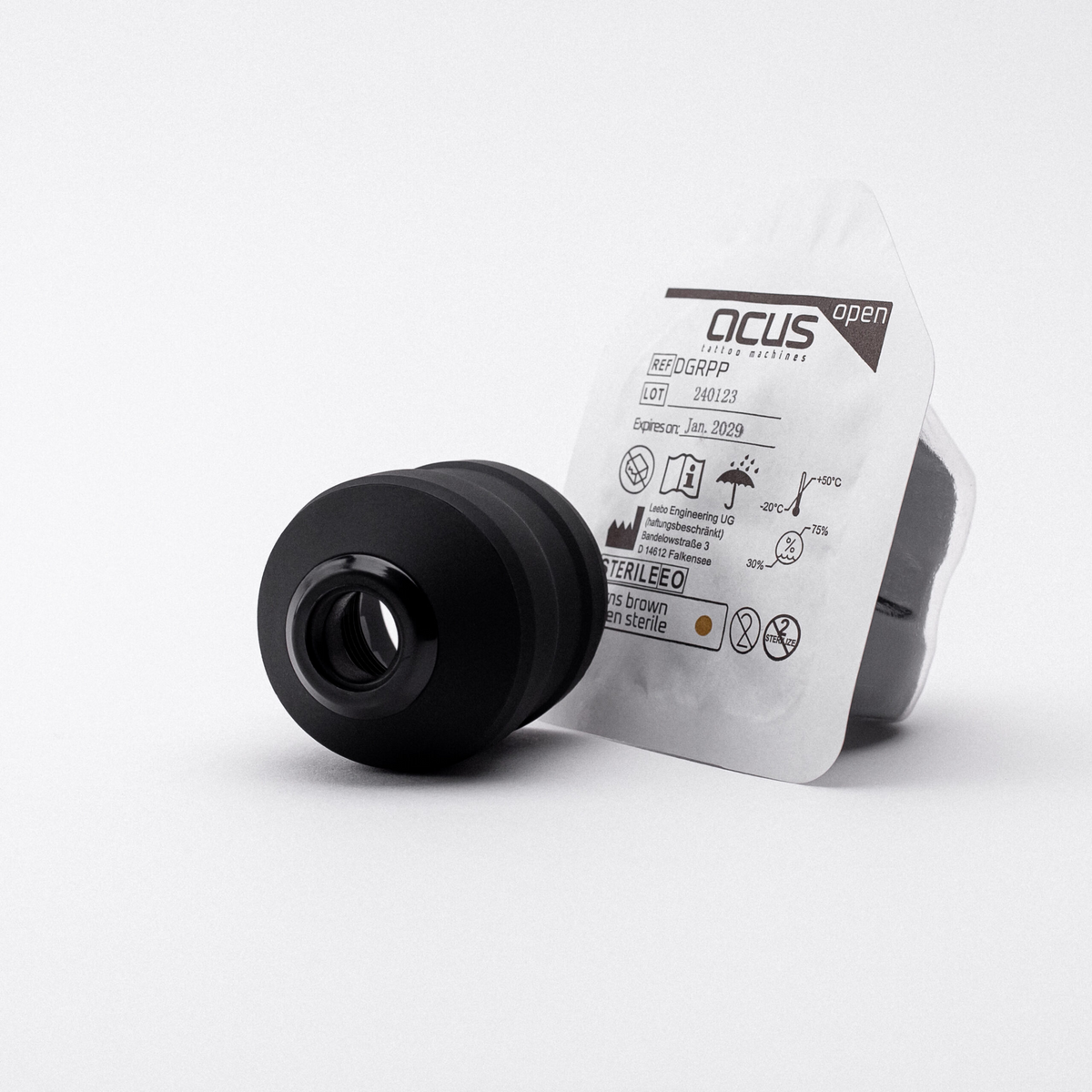 ACUS M1 Grip Plus Λαβή Τατουάζ Μίας Χρήσης Μαύρη 40mm — λαβή με ατομική αποστειρωμένη συσκευασία