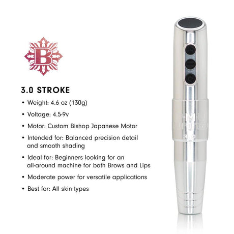 Bishop PMU Wand Hot Pink Wireless Machine Kit Stroke 3.0mm - BVShop