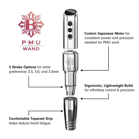 Bishop PMU Wand Hot Pink Wireless Machine Kit Stroke 3.0mm - BVShop