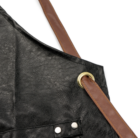 Unistar protective faux leather tattoo apron in black