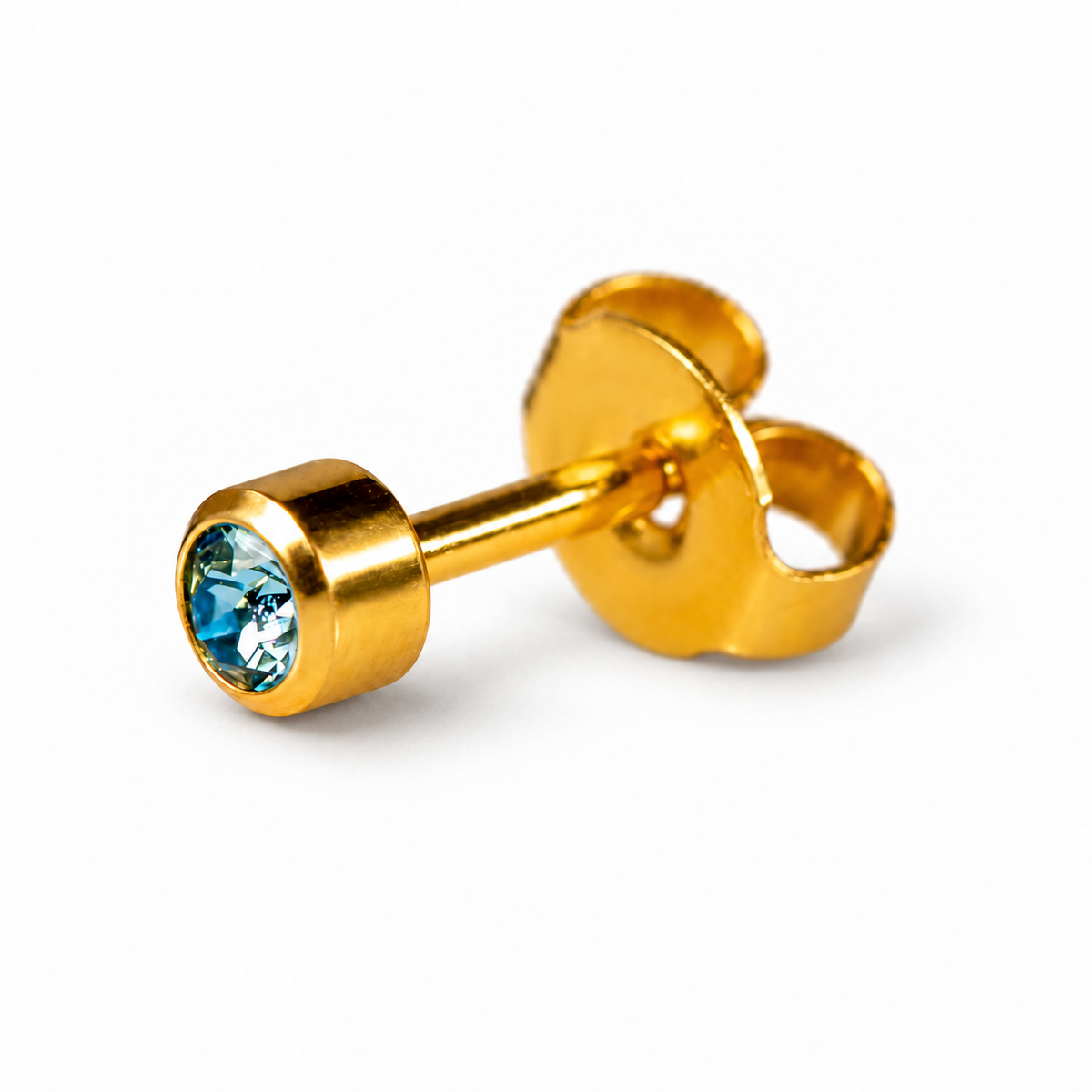 Caflon Blu Piercing Earrings Aquamarine 4 mm (24ct Gold Plated)