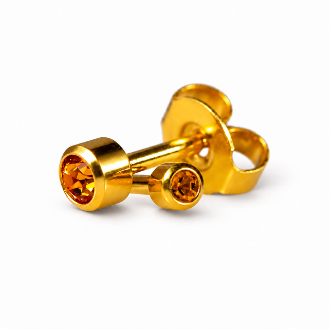 Caflon Blu Piercing Earrings Mini Topaz 3 mm (24ct Gold Plated)