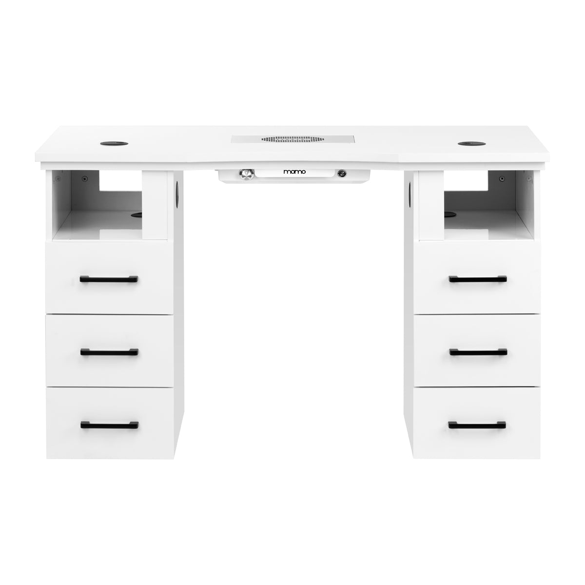 MOMO L01 cosmetic desk with dust absorber, modern beauty salon furniture featuring a sleek design and functional workspace.