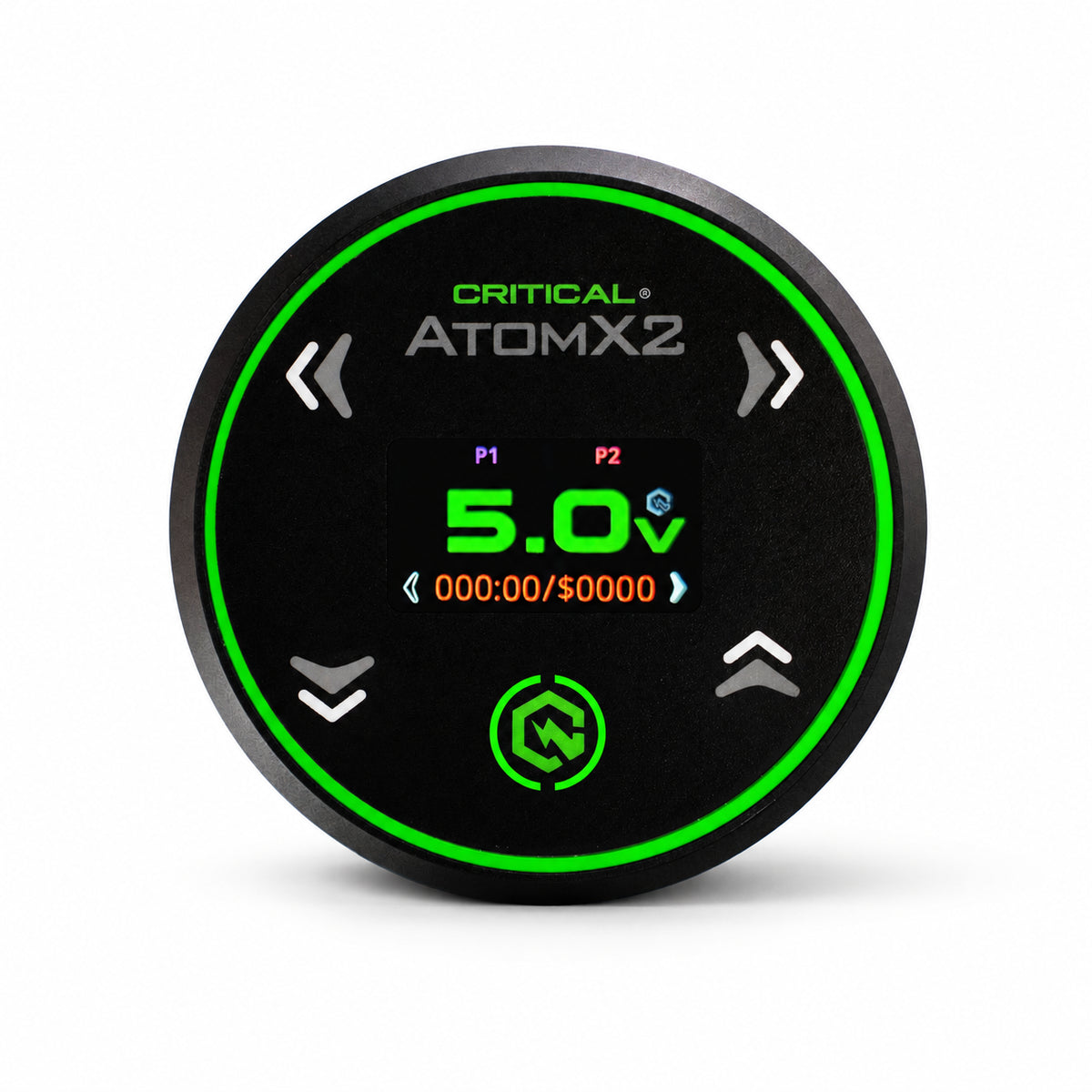 Critical Tattoo Atom X2 Τροφοδοτικό Μαύρο — μπροστινή όψη