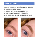 Elan Light Brown Brow Gel Tint in 20ml, showing a close-up of the tinted brow gel with the brush applicator in the image.