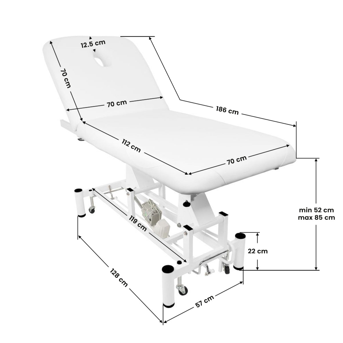 Electric bed for massage azzurro 684 1 strong White - BVShop