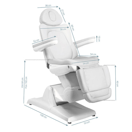 Electric cosmetic chair azzurro 870 3 strong white - BVShop