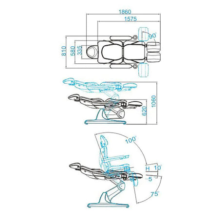 Electric cosmetic chair azzurro 870s pedi 3 strong white - BVShop