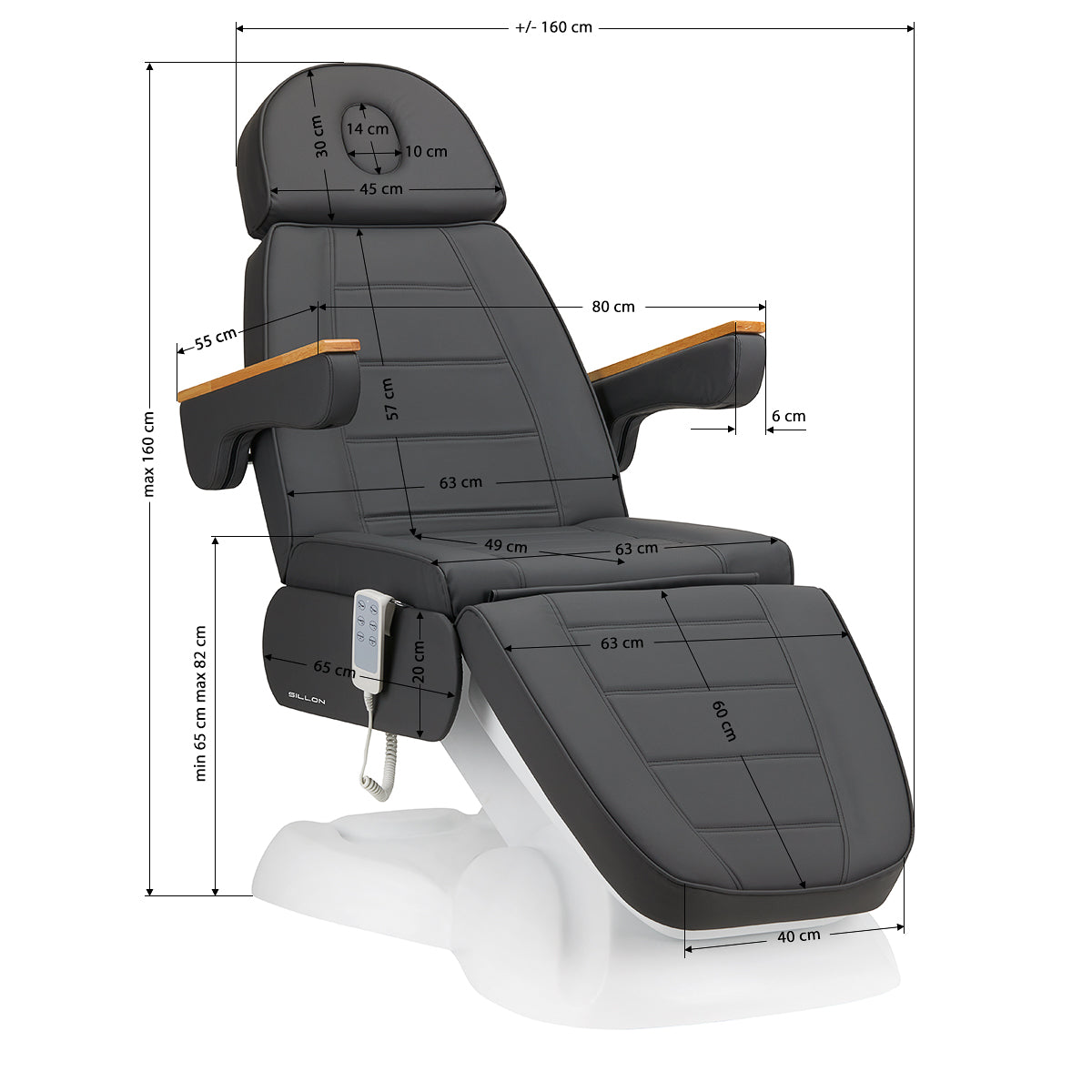 Electric cosmetic chair SILLON Lux 273b 3 actuators gray - BVShop
