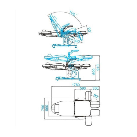Electro podiatry chair azzurro 709a 3 strong Gray - BVShop