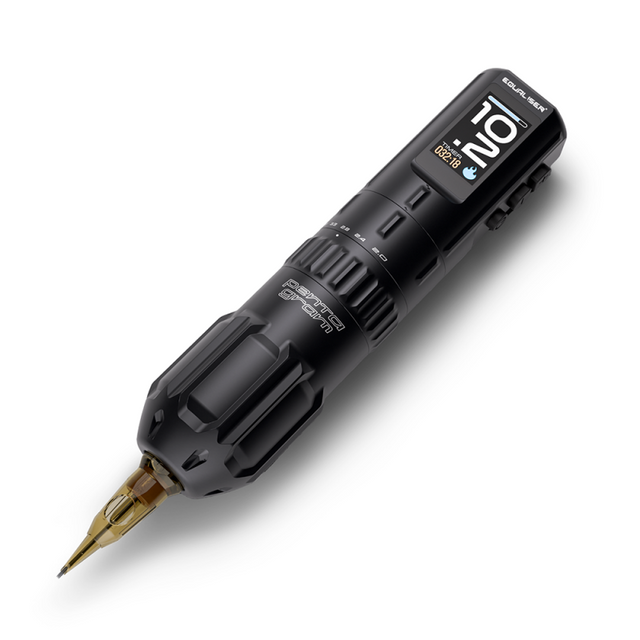 Equaliser Pentagram Wireless Tattoo Machine with sleek black design and ergonomic grip for precise tattooing.
