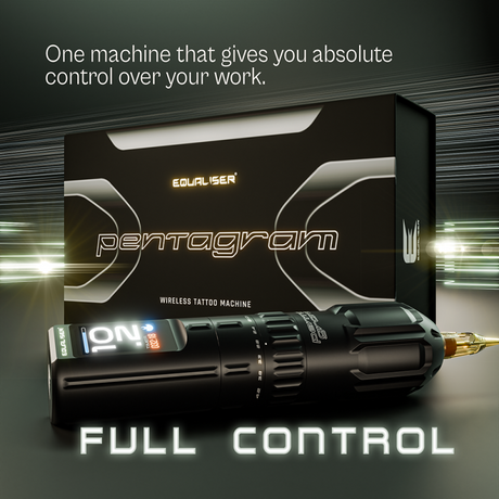 Equaliser Pentagram wireless tattoo machine with sleek design and ergonomic grip for precise tattooing.