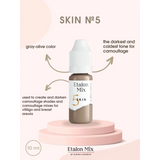 Etalon Mix camouflage skin pigment set with six 10ml bottles of tattoo and permanent makeup pigments on a display tray