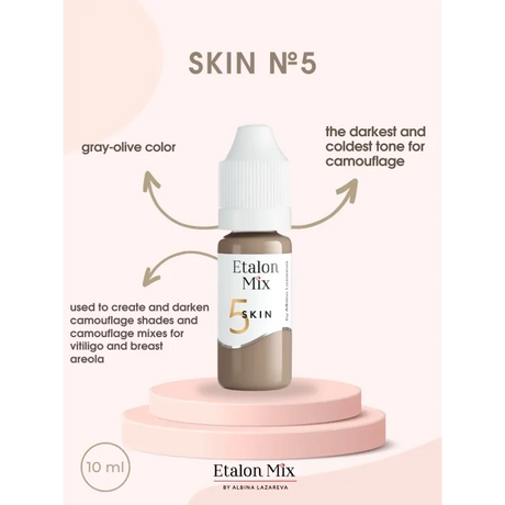 Etalon Mix camouflage skin pigment set with six 10ml bottles of tattoo and permanent makeup pigments on a display tray