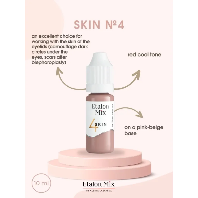 Etalon Mix camouflage skin pigment set with six 10ml bottles of skin-tone pigments for cosmetic tattooing and permanent makeup.