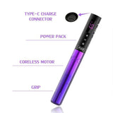 EZ Lola Air Wireless Tattoo And PMU Pen Black Power - Pink Gradient - BVShop