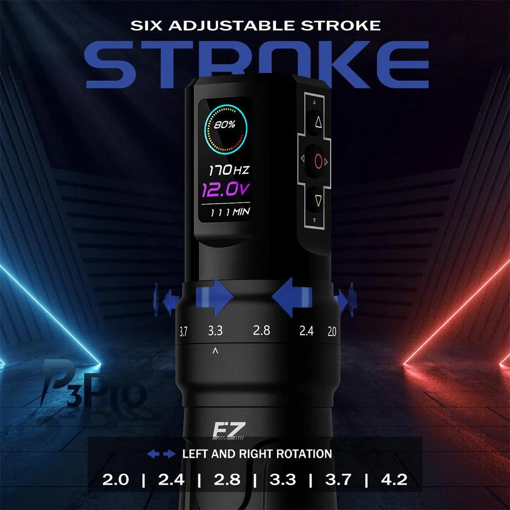 EZ Tattoo P3 Pro Bluetooth Machine Pen 2x Batteries Matte Black - BVShop