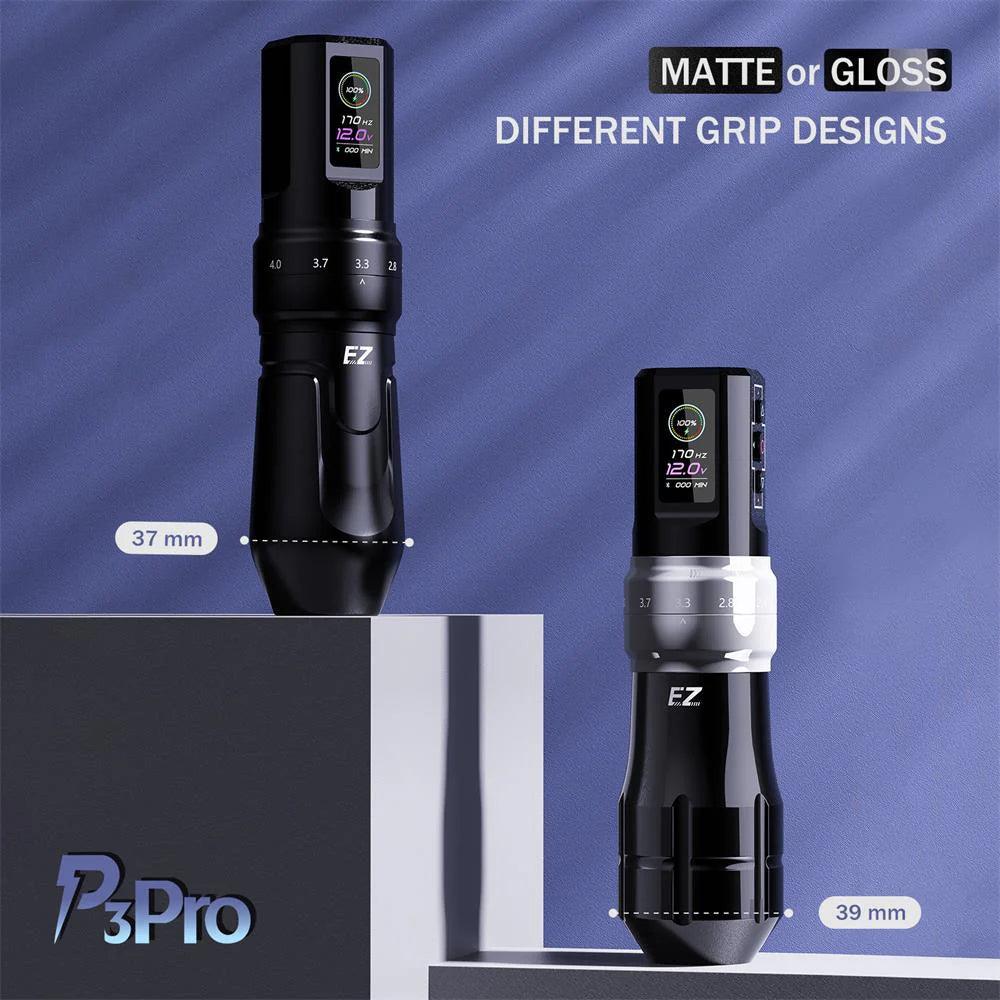 EZ Tattoo P3 Pro Bluetooth Machine Pen 2x Batteries Matte Black - BVShop