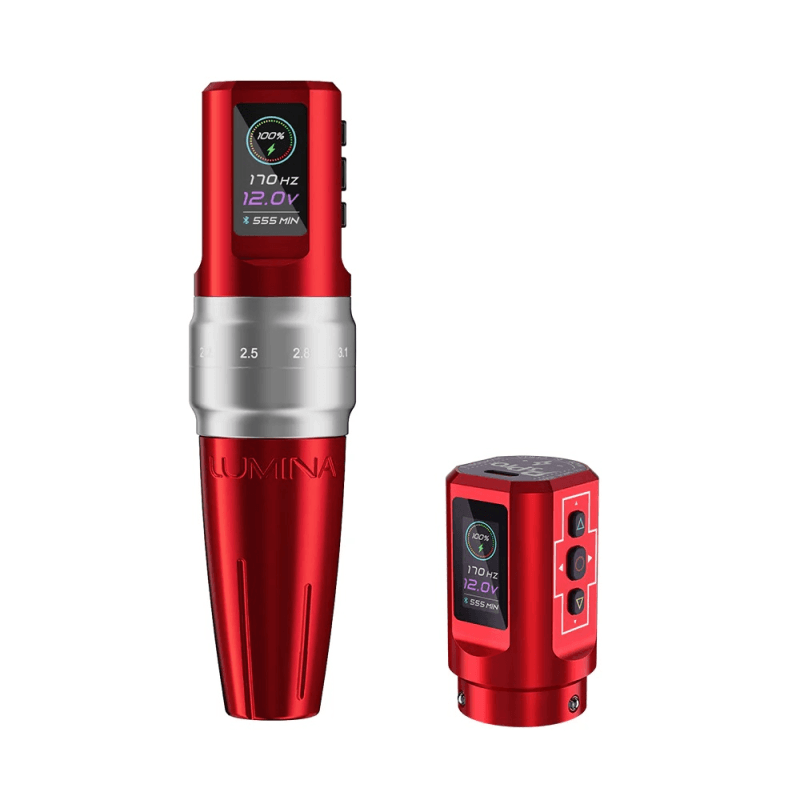 EZ Tattoo P3 Pro Lumina Wireless PMU And Tattoo Machine Red - BVShop
