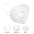 KN95 face mask respirator with valve, 4-layer protective mask by BVShop, showing the mask's design and valve feature.