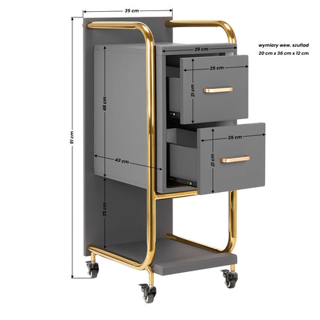 GABBIANO HAIRDRESSER TROLLEY SOLO GOLD GRAY - BVShop