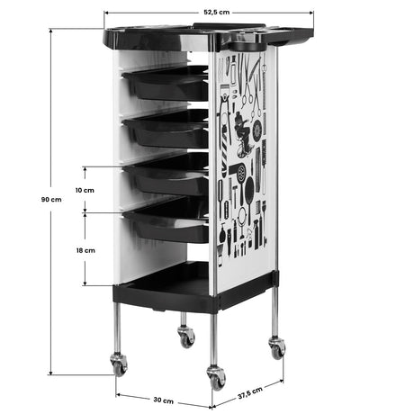 GABBIANO HAIRDRESSER TROLLEY X11-9 WHITE GRAPHICS - BVShop