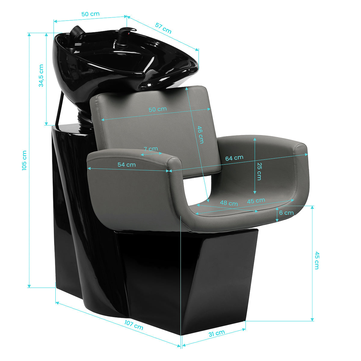 Gabbiano hairdressing wash unit Mataro Grey - BVShop